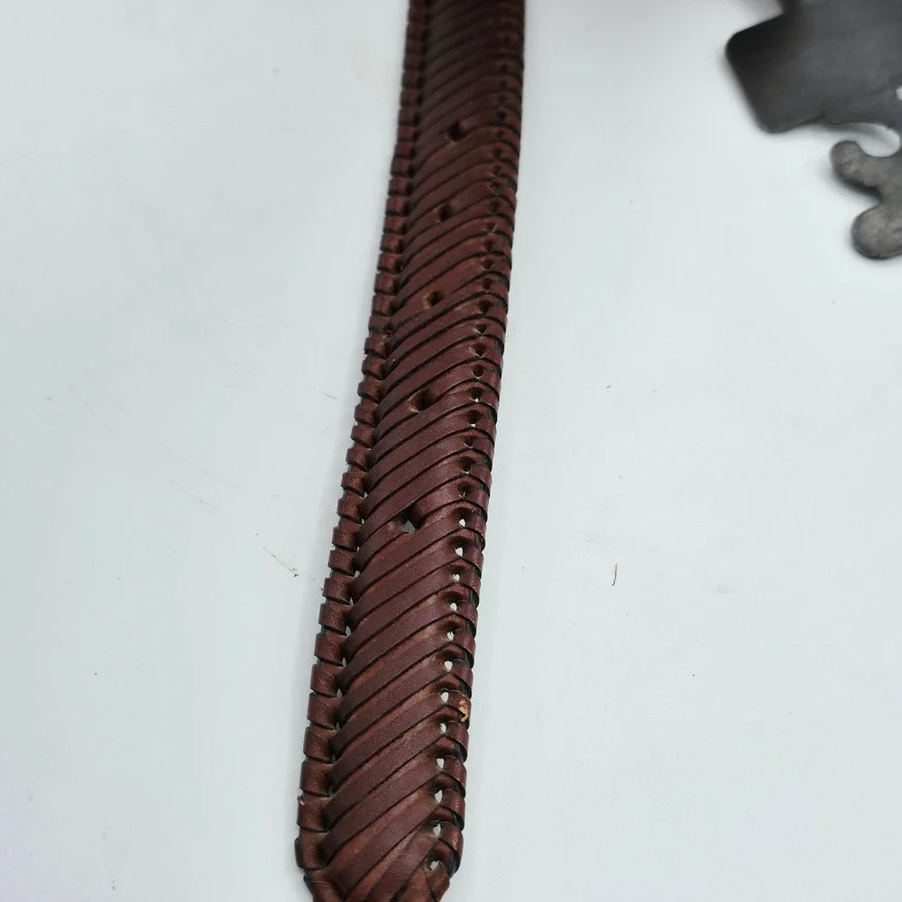 Nocona Belt Co Braided Leather Belt Men 30 Mahogany Brown Western Americana Barn